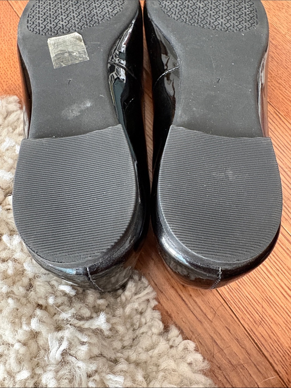 Tory Burch Claire Black Patent Leather Logo Ballet Flats with Gold Emblem - Picture 8 of 8